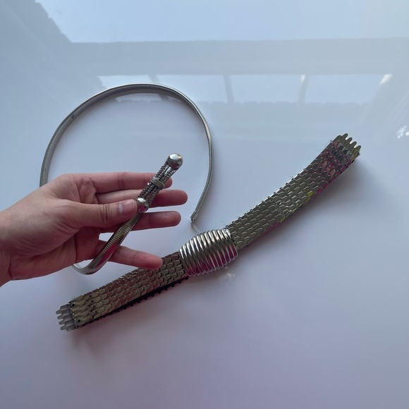 Vintage Accessories - Vintage 80s Silver Waist Belt Bundle